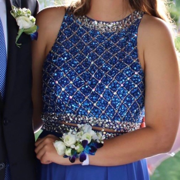 A-Line Scoop Neck Floor-Length Chiffon Dress size8 - Picture 6 of 8